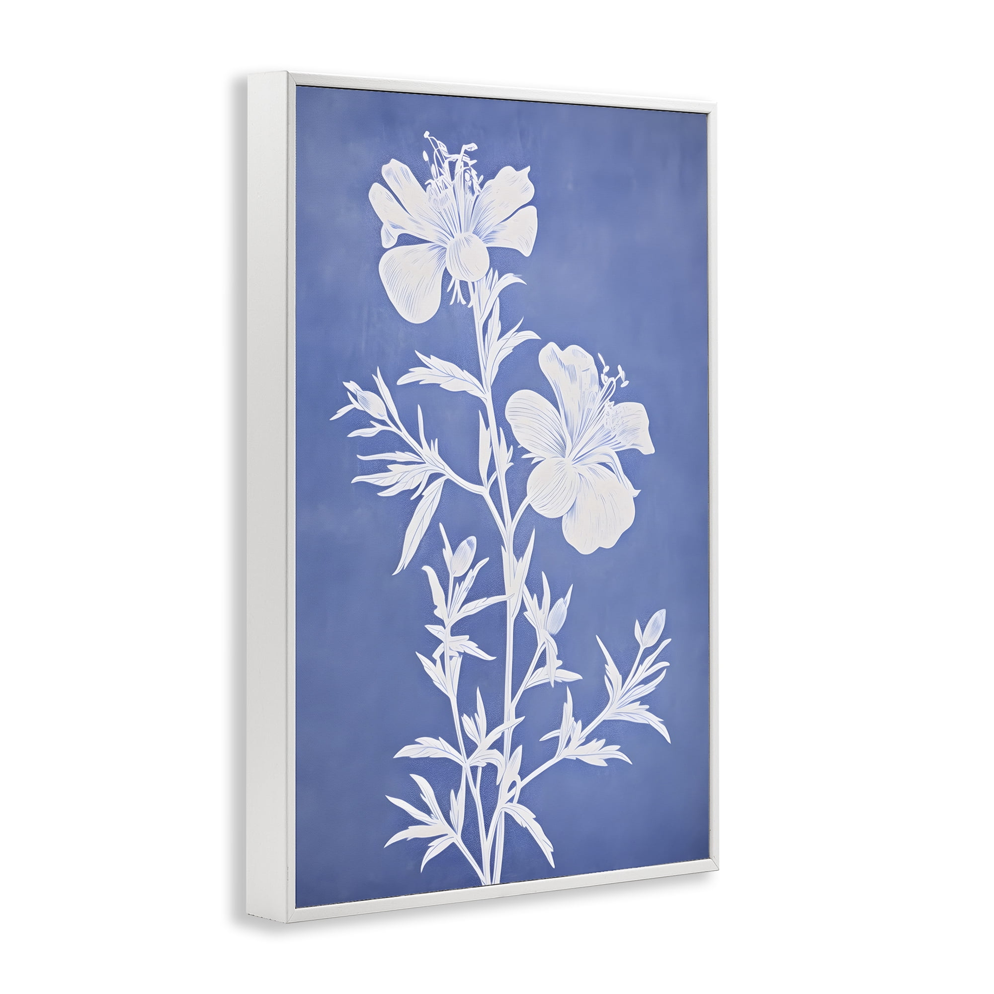 Stupell Industries Blue Cerulean Florals Botanical & Floral Painting White Framed Art Print Wall Art, 16 x 24
