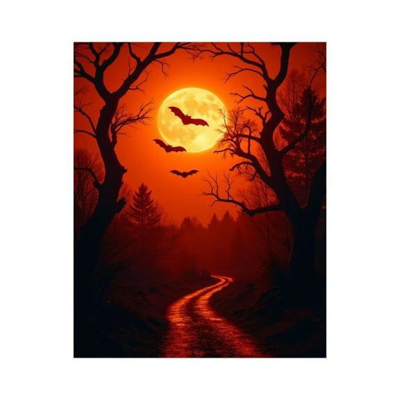 Paint By Numbers Kit for Adults Beginner - DIY Halloween Night Red Moon Road Canvas Painting Kits for Adults, Frameless Paint By Number for Adults for Home Wall Decor 16x20 Inch
