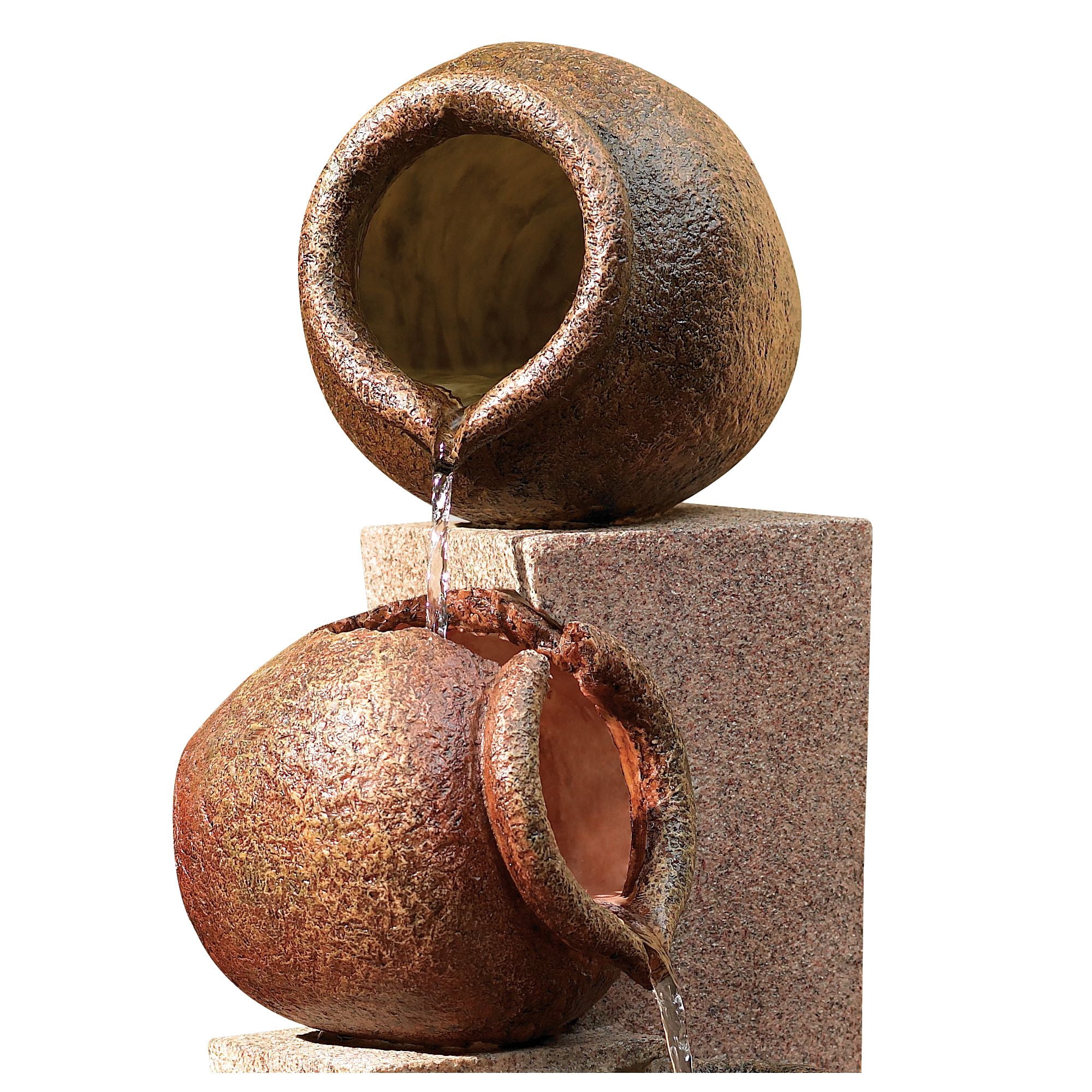 Three Jug and Pillar 35 1/2" High Large Rustic Indoor Outdoor Decor Faux Stone Floor Fountain Cascade Flow