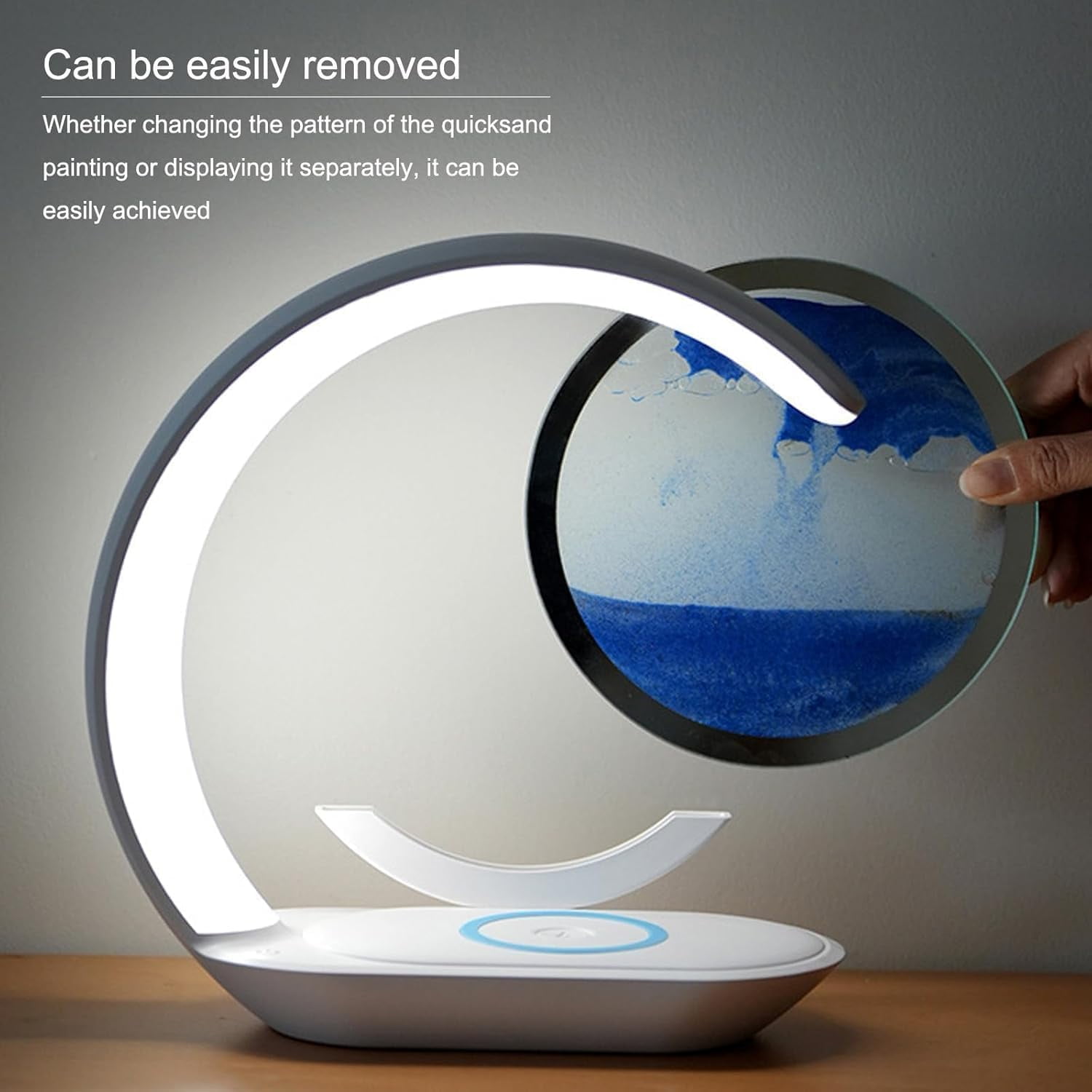 3-in-1 Magnetic Wireless Charger with Sand Art Display, Adjustable Phone Stand & Night Light for Desk, Bedroom & Office Decor