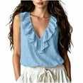 thumbnail image 2 of SwiftWear Women's Summer Ruffle V Neck Tank Top Cotton Linen Blend Cami Sleeveless Cute Top for Casual Everyday Wear​, 2 of 6