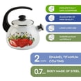 thumbnail image 5 of Novomoskovsjka Posuda Strawberry Enamel Kettle with Whistle 2.7 Qt (2.5 L) Enameled Steel Stovetop Kettle with Ergonomic Handle Tea Kettle Tea Pot for Stove Top Enamelware Kitchen Kettle, White Red, 5 of 5