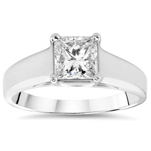 Pompeii 1 ct White Gold Princess Cut Diamond Solitaire 14k Engagement Ring