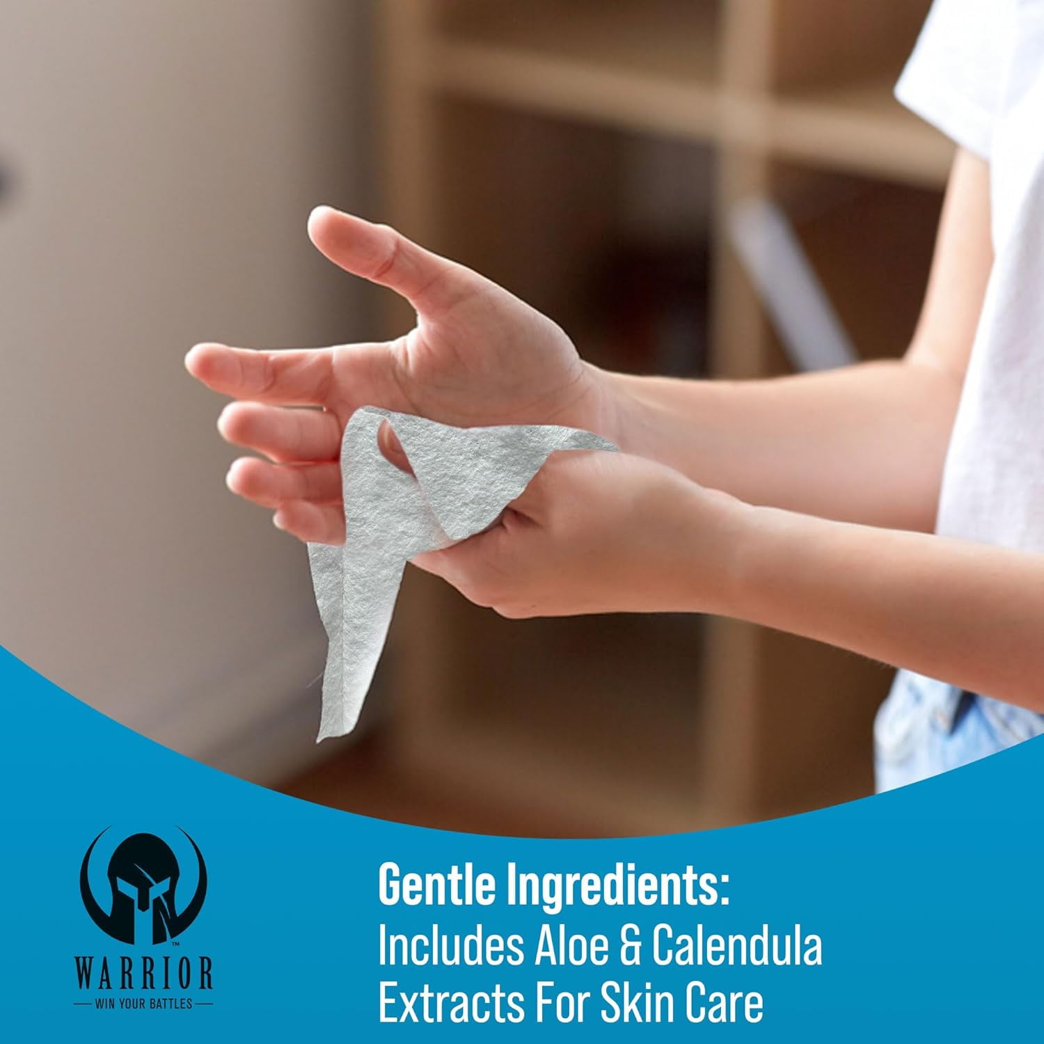 Warrior Waterless Body Wipes - Rinse-Free & Hypoallergenic Cleaning Wipes Enriched with Aloe, Calendula & Vitamin E - Alcohol-Free Unscented Wipes For Sensitive Skin & Bedridden Patients - 3 Pack