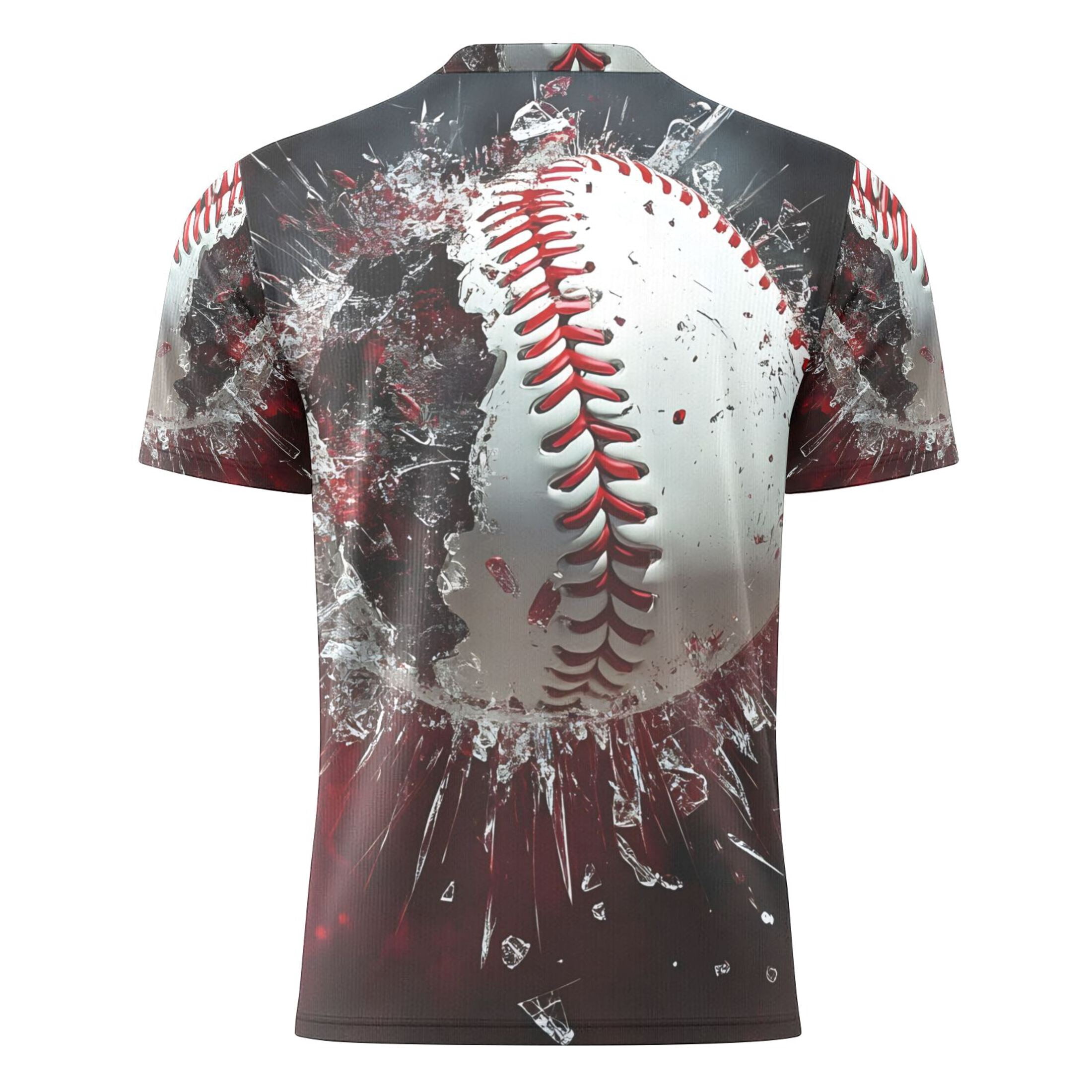 Baseball with Broken Glass Men's Sports Jerseys Athletic T-Shirt Football Referee Short Sleeves Shirt XL