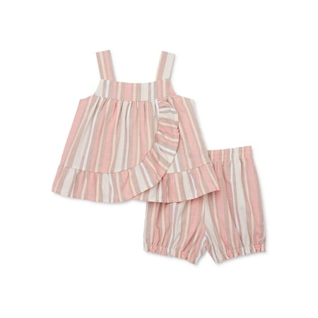 

Wonder Nation Baby Girl Ruffled Top and Shorts Set 2-Piece Sizes 0/3M-24M