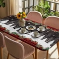 thumbnail image 3 of Christmas Tree Table Cloths for 3 Foot Rectangle Tables, Xmas Pine Cones Forest Poinsettia Buffalo Plaid Patio Waterproof Elastic Fitted Tablecloths, Washable Rectangular Table Cover for Camping, 3 of 8