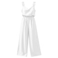 thumbnail image 7 of Gamviast Women's Jumpsuit V Neck Sleeveless Wide Leg Romper with Pockets Lightweight Loose Fit Casual Vacation Resort Travel Party Evening Outfits White M, 7 of 7