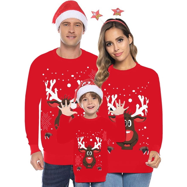 LSLJS Christmas Family Pajamas Matching Sets, Kids Print Polka Christmas Xmas Sweatshirt Pullover Family Matching, Christmas Pajamas for Adults and Kids Holiday Xmas Sleepwear Set