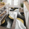 thumbnail image 2 of Black White Marble Gold Wave Pattern Kitchen Rugs Sets Of 3,Kitchen Runner Rugs Non Skid Washable,Decorative Kitchen Floor Mats for Kitchen,Sink,Laundry,17"x30"+ 17"x47" + 17"x59", 2 of 6