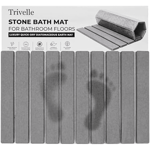 Extra Large Stone Bath Mat Made From Diatomaceous Earth, Fast Drying Non Slip Bathroom Rug for Shower, Modern Absorbent Mat with Quick Dry Surface for Bathroom Accessories$$