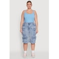 thumbnail image 2 of Womens Plus Size Daisy Denim Cargo Pocket Bermuda Shorts, 2 of 5