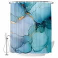 thumbnail image 2 of Teal Blue Marble Waterproof Fabric Shower Curtain,Modern Abstract Art Marble Crack Waterproof Fabric Shower Curtain for Bathroom Curtains Bathtubs Hotel Shower Curtains with 12 Hooks Standard 72x72, 2 of 8