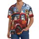 thumbnail image 1 of Balery Halloween Pets Pumpkins Camisa Casual de Manga Corta con Botones para Hombre, Texturizada, Estilo Cubano, para Playa, Verano-4X-Large, 1 of 5