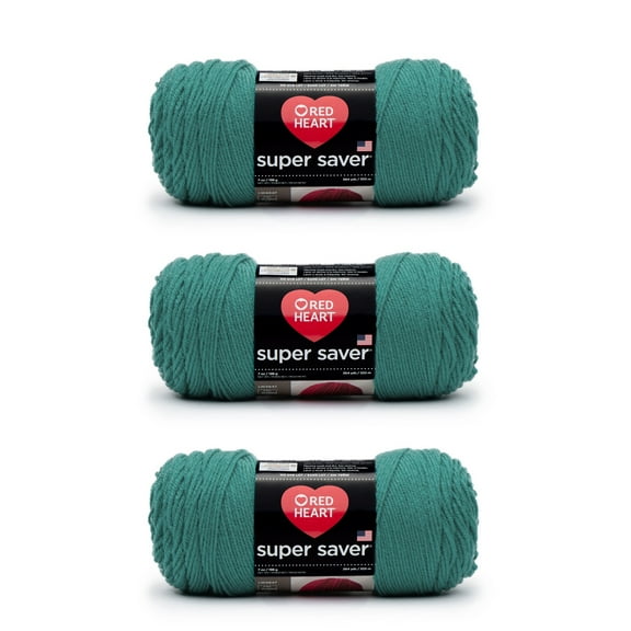 Red Heart® Super Saver® #4 Worsted Acrylic Yarn, Jade 7oz/198g 364yd (3Pk)