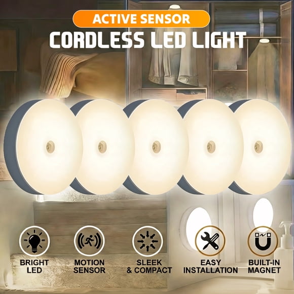 Slssqhz 10Pzas Luces Nocturnas Inteligentes con Sensor Corporal Sensor Dinámico Activo LED Inalámbrico Night Lights para Escalera Pasillo Recámara Junto a la Cama