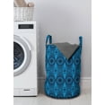 thumbnail image 3 of Geometric Laundry Bag, Repeated Pattern of Concentric Circles and Intersecting Lines, Basket with Handles Drawstring Closure for Laundromats, 13" x 19", Azure Blue and Dark Blue Grey, by Ambesonne, 3 of 4