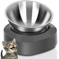thumbnail image 1 of Bowl gato elevado acero inoxidable bowl gato ángulo inclinado 15 grados bowl gato antivómito, 1 of 7