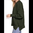 thumbnail image 2 of Suéteres de Murciélago Extragrandes para Mujer, Conjuntos de Otoño 2025, Suéteres de Cuello Redondo de Punto con Abertura Lateral, Tops de Moda. Verde L, 2 of 9