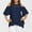 Navy, variant on Babysbule Women's Tops Plus Size Women O-Neck Cold Shoulder Solid Lace Short Sleeve Zipper Tops Blouse