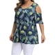 thumbnail image 3 of Camisa de mujer Blusa estampada con hombros descubiertos y manga corta con cuello en V, Azul oscuro, 4XL Methold AP002468-14, 3 of 4