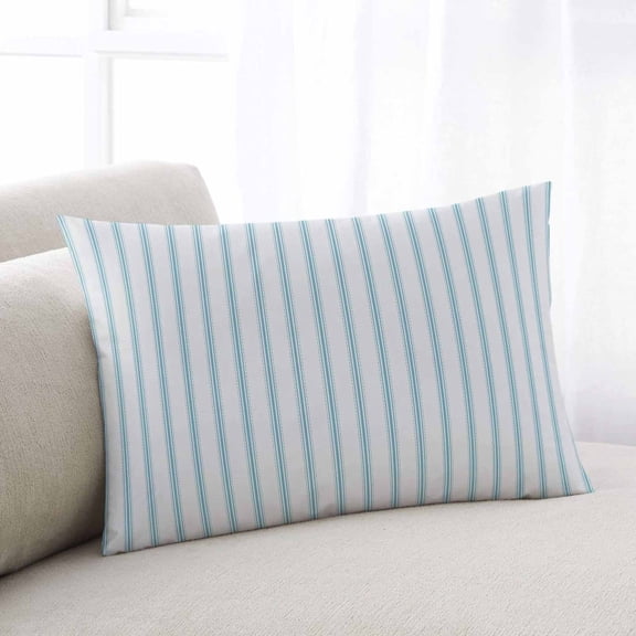 Blue Striped Throw Pillow Cover, Pillowcase Protectors with Zipper, Breathable Decorative Lumbar Pillow Case Cover, Blue White Stripes Farmhouse Pillow Shams for Couch Sofa 16x24Inch