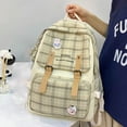 thumbnail image 1 of 5 unids/set mochila de mujer moda lindo Bolso de escuela a cuadros para vacaciones (caqui), 1 of 9