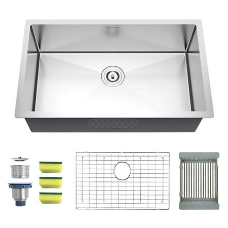 Mensarjor 32 X 19 Single Bowl Kitchen Sink 16 Gauge Undermount Stainless Steel Kitchen Sink Bar Or Prep Kitchen Sink