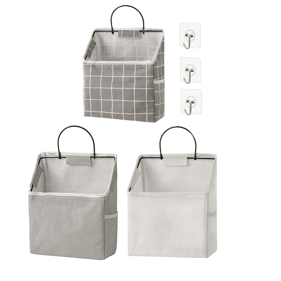 3 Pack Wall Hanging Storage Bag, Hanging Organizer Bag with Sticky Hook, Wall Organizer