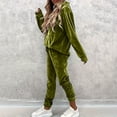 thumbnail image 7 of AVRNLIQ Women's Velour Tracksuit 2‑Piece Set Long Sleeve Hoodie with Kangaroo Pocket & Elastic Waist Jogger Pants Soft Velvet Loungewear Outfit for Casual Daily Wear, 7 of 7