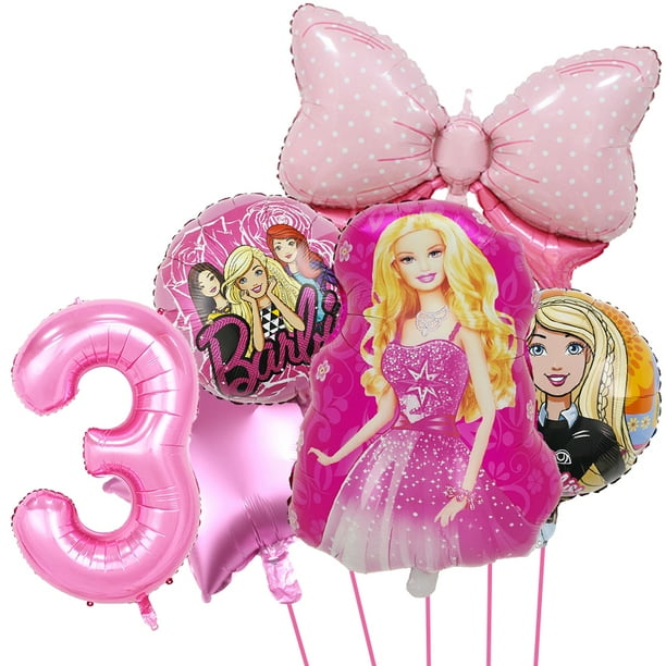 Globos de fiesta con temática de Barbie, globos de papel de aluminio para Baby Shower, decoraciones de fiesta de cumpleaños de princesa, juguetes, regalos, 32(6PCS-3 as the picture show