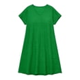 thumbnail image 6 of Dresses for Women V Neck Short Sleeve Mini Dress Fashion Soild Color Casual Loose Sundress Beach Vacation Clothes, 6 of 6