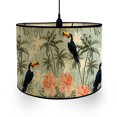 thumbnail image 1 of Bamboo Lamp Shade Abstract Retro Green Plant Floral Pattern Chandelier Light Cover For Home Decoration, 1 of 4