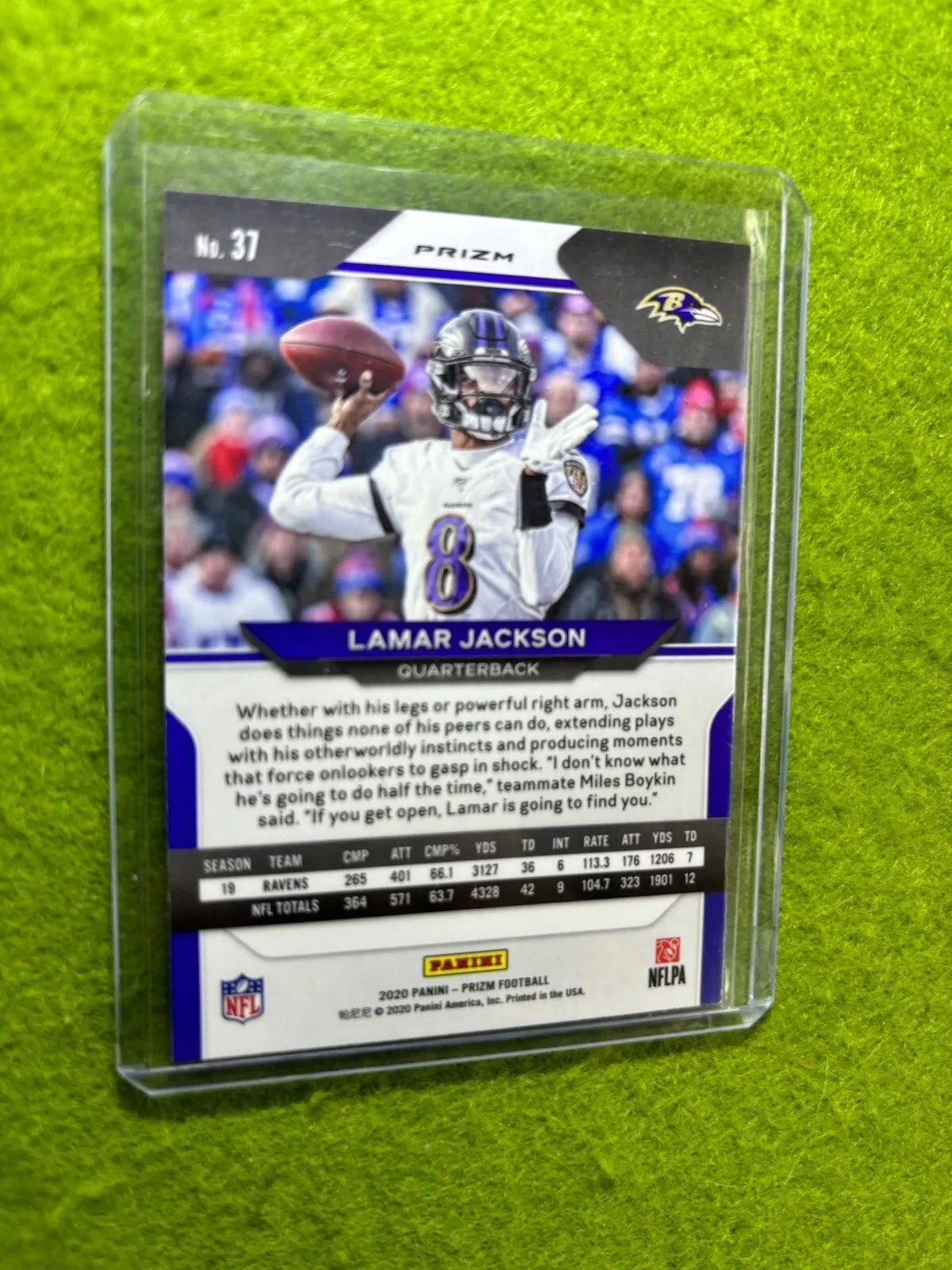 Lamar Jackson SILVER PRIZM SP CARD 2020 Panini Prizm Football BALTIMORE RAVENS