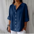 thumbnail image 2 of Endives Linen Shirts For Women Summer Cotton Linen V Neck 3/4 Sleeve Tops Loose Vacation Beach Solid Blouses Tunic Tops, 2 of 4