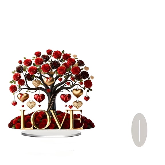 ACDANC Red Rose Tree Artificial Bonsai Tree Tabletop Decoration Valentine's Day Decoration with Heart Shaped Hanging Ornaments for Home Party Wedding Xmas Decor