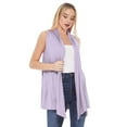 thumbnail image 4 of Women's Casual Solid Comfy Sleeveless Draped Open Front Cardigan S-3XL, 4 of 5