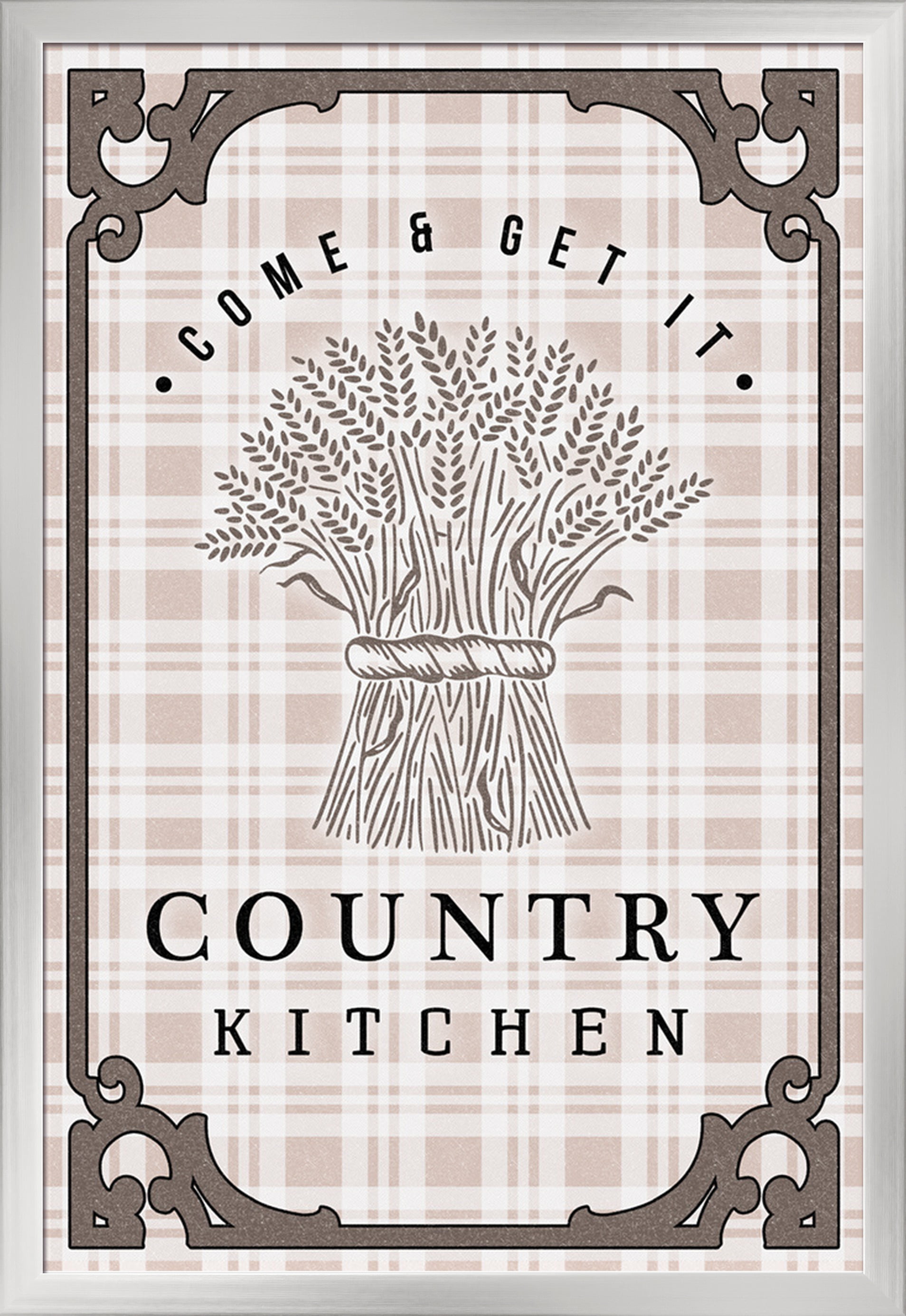 16x24 Gallery Quality Metal Art Country Kitchen Cow on Plaid 