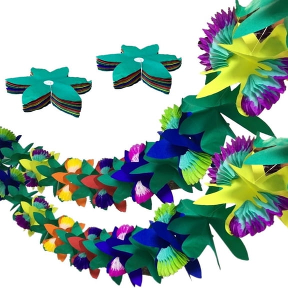 GuassLee 2pcs 9ft Hawaiian Luau Party Decorations Colorful Paper Tropical Flower Garlands