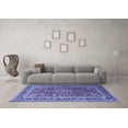 thumbnail image 3 of Ahgly Company Machine Washable Indoor Round Medallion Blue Traditional Area Rugs, 7' Round, 3 of 4