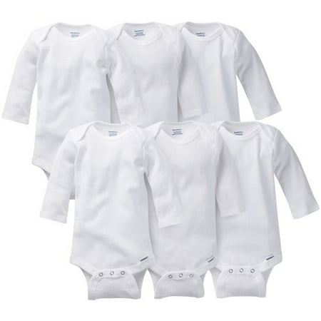 Gerber Baby Onesies Brand One Piece Underwear, Long Sleeve Unisex, 6-Pack