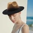 thumbnail image 3 of Avaner Trendy Fedora Hats for Men and Women Wide Brim Felt Hat Dress Panama Hat Two Tone Classic Felt Fedora Hats Adjustable, 3 of 8