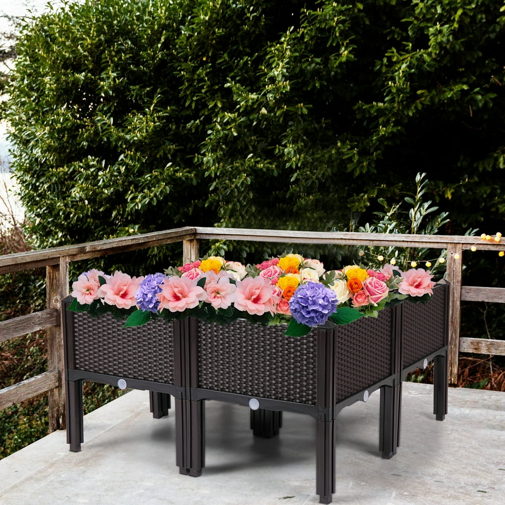 Jaxpety Plastic Raised Garden Bed Elevated Garden Planter Kit for