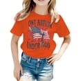 thumbnail image 4 of FAOWME Children Kids Girls T Shirt Short Sleeve Round Neck American Flag Print Comfortable Breathable Top For Holiday Festival Celebration,Orange,3-4 Years, 4 of 4