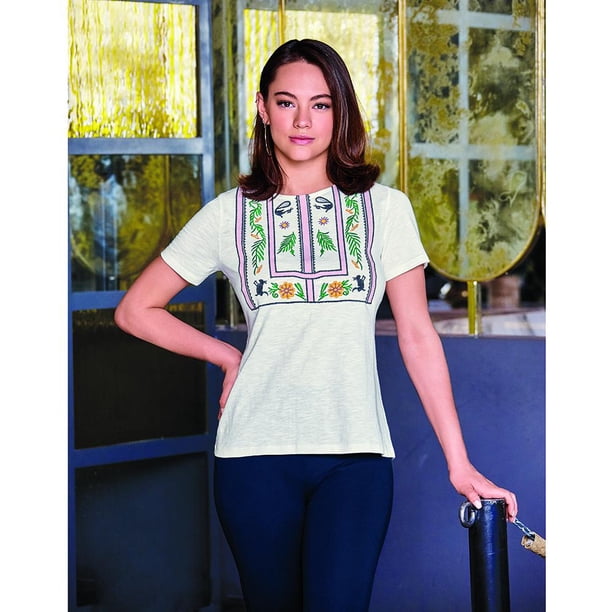800-91 Blusa dama manga corta algodón bordada Cklass 800-91