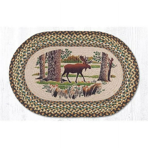 Capitol Importing 65-051MF 20 x 30 in. Moose Forest Oval Patch Rug