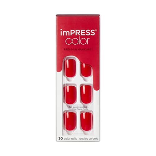 KISS imPRESS Color PolishFree Solid Color PressOn Nails, PureFit