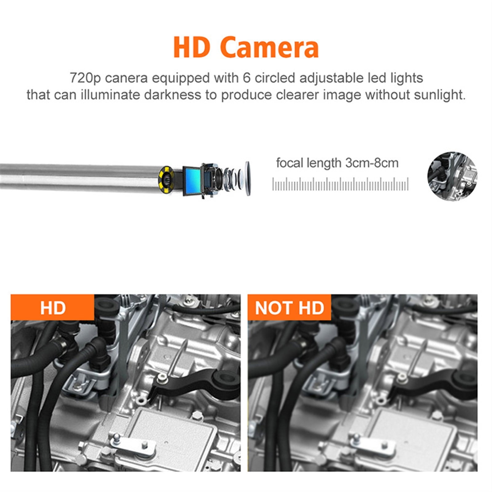 3.9MM 2.0MP Wireless Endoscope Camera WiFi Borescope Inspection Camera IP67 Flexible Snake Camera , User-Friendly Borescopes