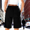thumbnail image 7 of Hurxie Bermuda Shorts for Women Knee Length High Waisted Cotton Elastic Waist Summer Dressy Casual Long Chino Shorts Black,2XL, 7 of 7