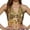 Gold, variant on Women's Luxury Sequined Dance Outfit with Fringes and Built-In Chest Pads, Performance Clothes for Raves & Celebrations
